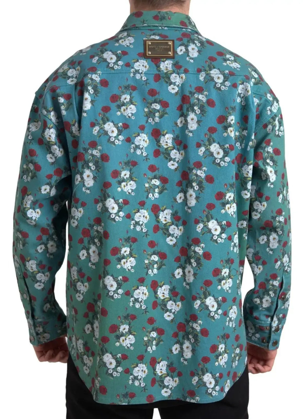 Chemise en jean Dolce &amp; Gabbana bleue à fleurs en coton boutonné