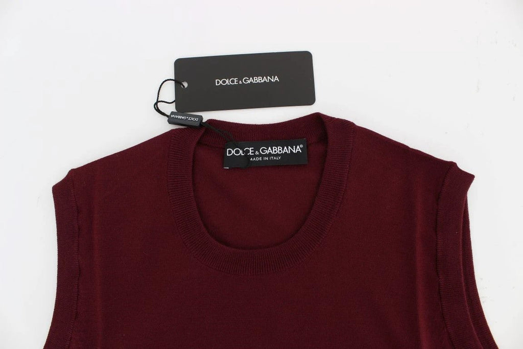 Dolce & Gabbana Red Sleeveless Crewneck Vest Pullover by Dolce & Gabbana