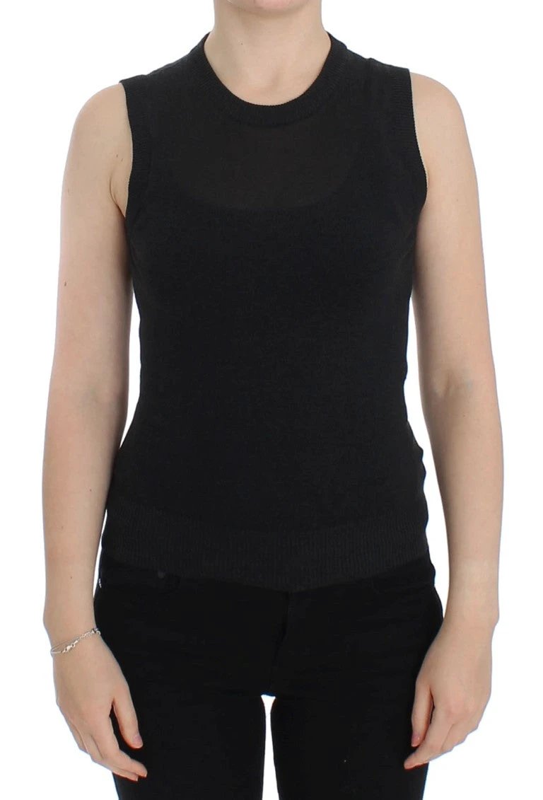 Dolce & Gabbana Black Sleeveless Crewneck Vest Pullover by Dolce & Gabbana