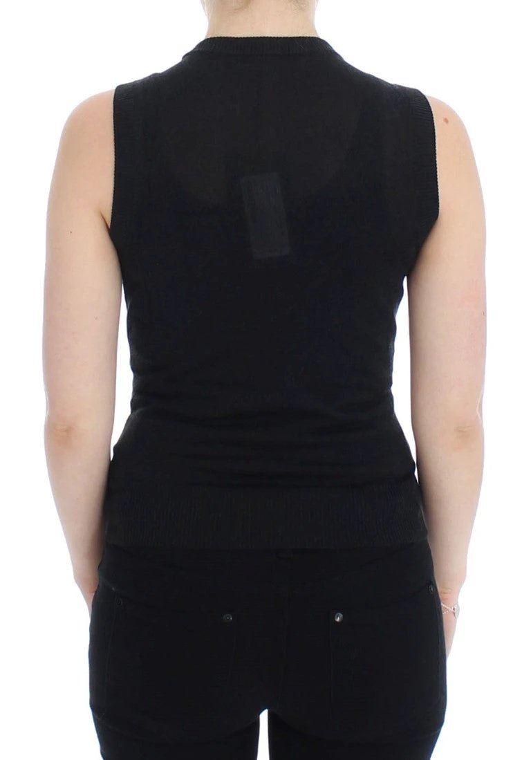 Dolce & Gabbana Black Sleeveless Crewneck Vest Pullover by Dolce & Gabbana