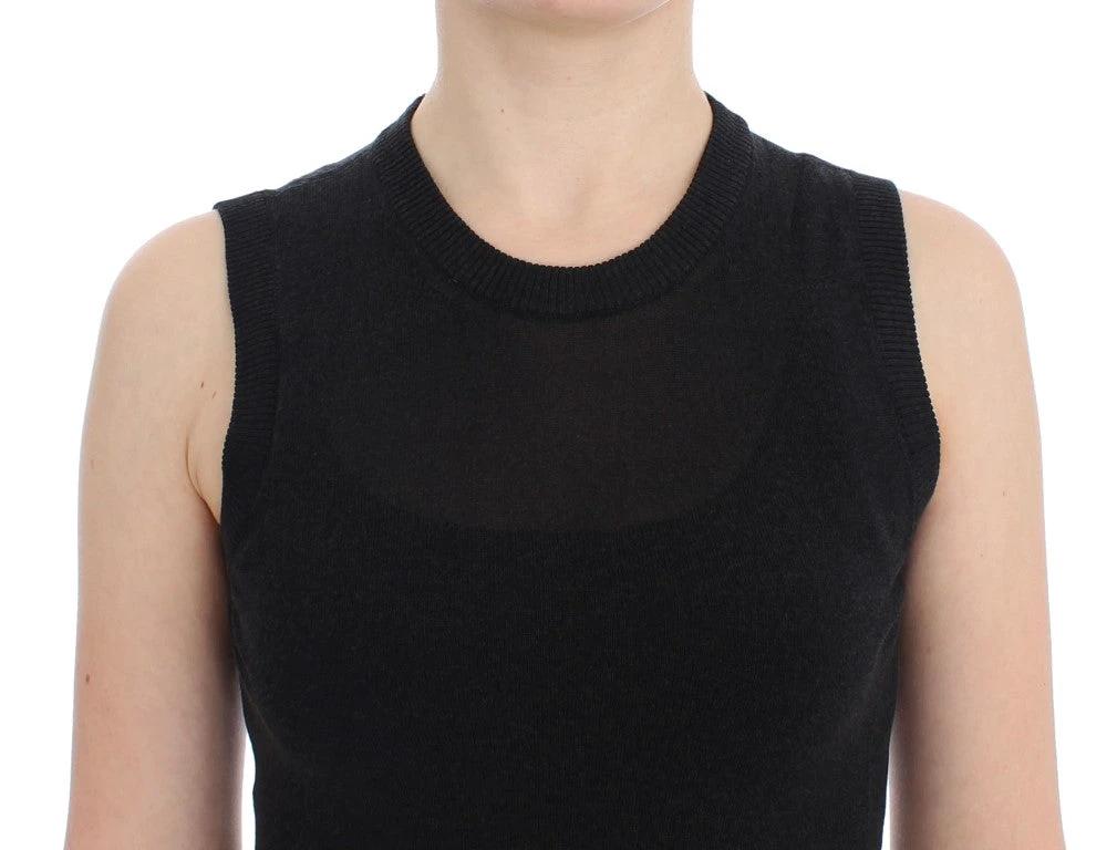 Dolce & Gabbana Black Sleeveless Crewneck Vest Pullover by Dolce & Gabbana