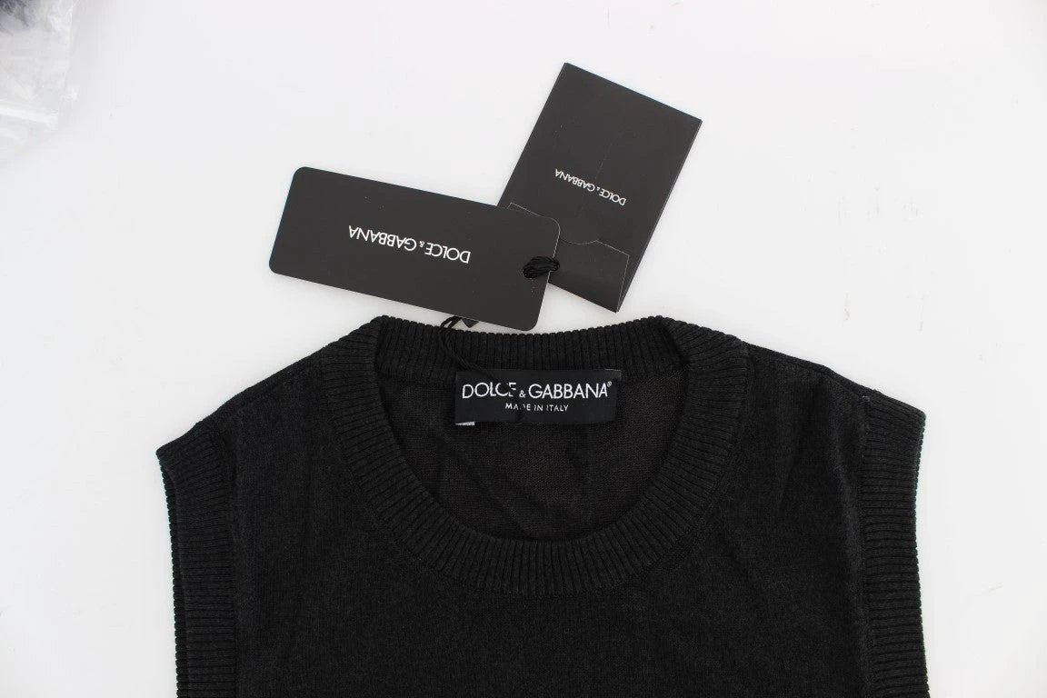 Dolce & Gabbana Black Sleeveless Crewneck Vest Pullover by Dolce & Gabbana