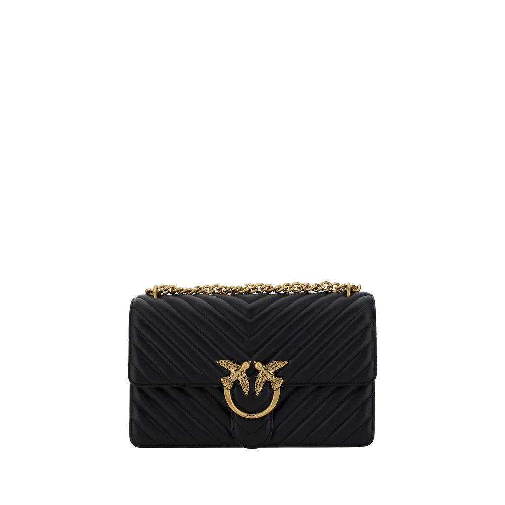 PINKO Black Calf Leather Bos Taurus Shoulder Bag by PINKO