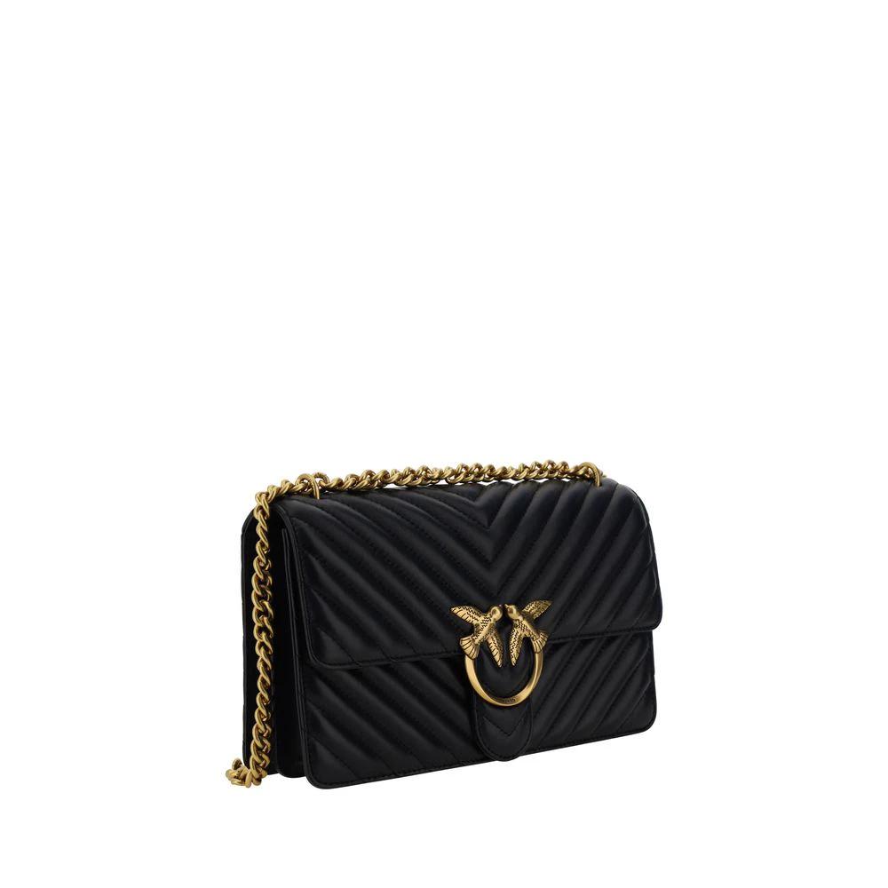 PINKO Black Calf Leather Bos Taurus Shoulder Bag by PINKO