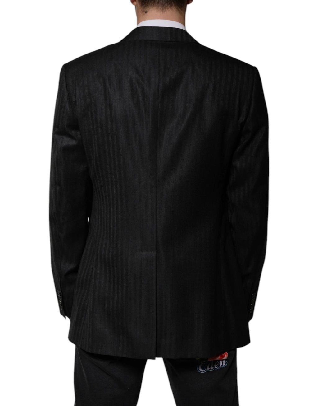 Dolce & Gabbana Black Stripe Wool Single Breasted Blazer by Dolce & Gabbana