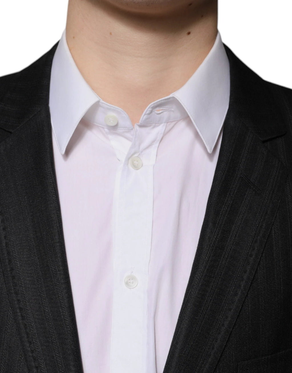 Dolce & Gabbana Black Stripe Wool Single Breasted Blazer by Dolce & Gabbana