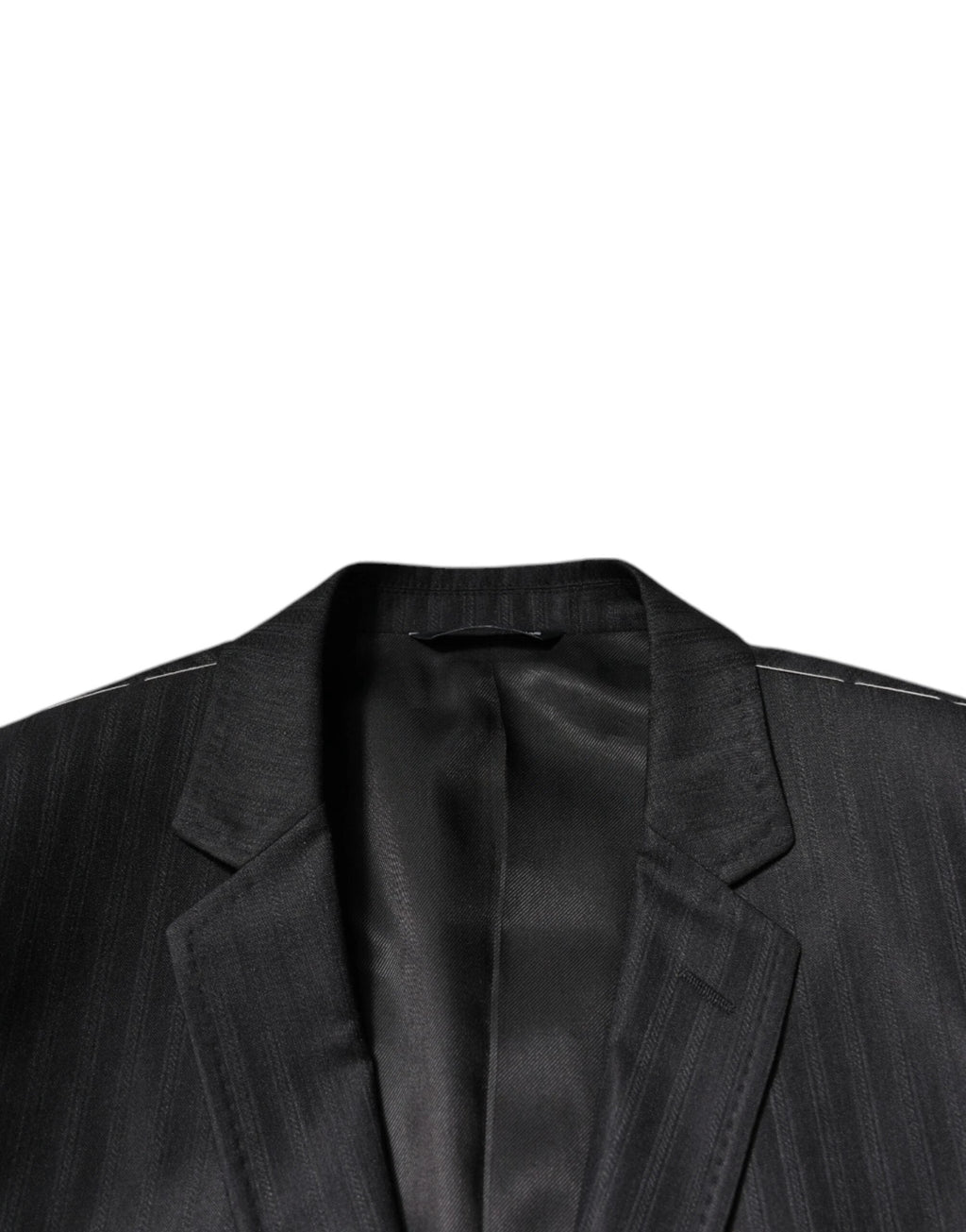 Dolce & Gabbana Black Stripe Wool Single Breasted Blazer by Dolce & Gabbana