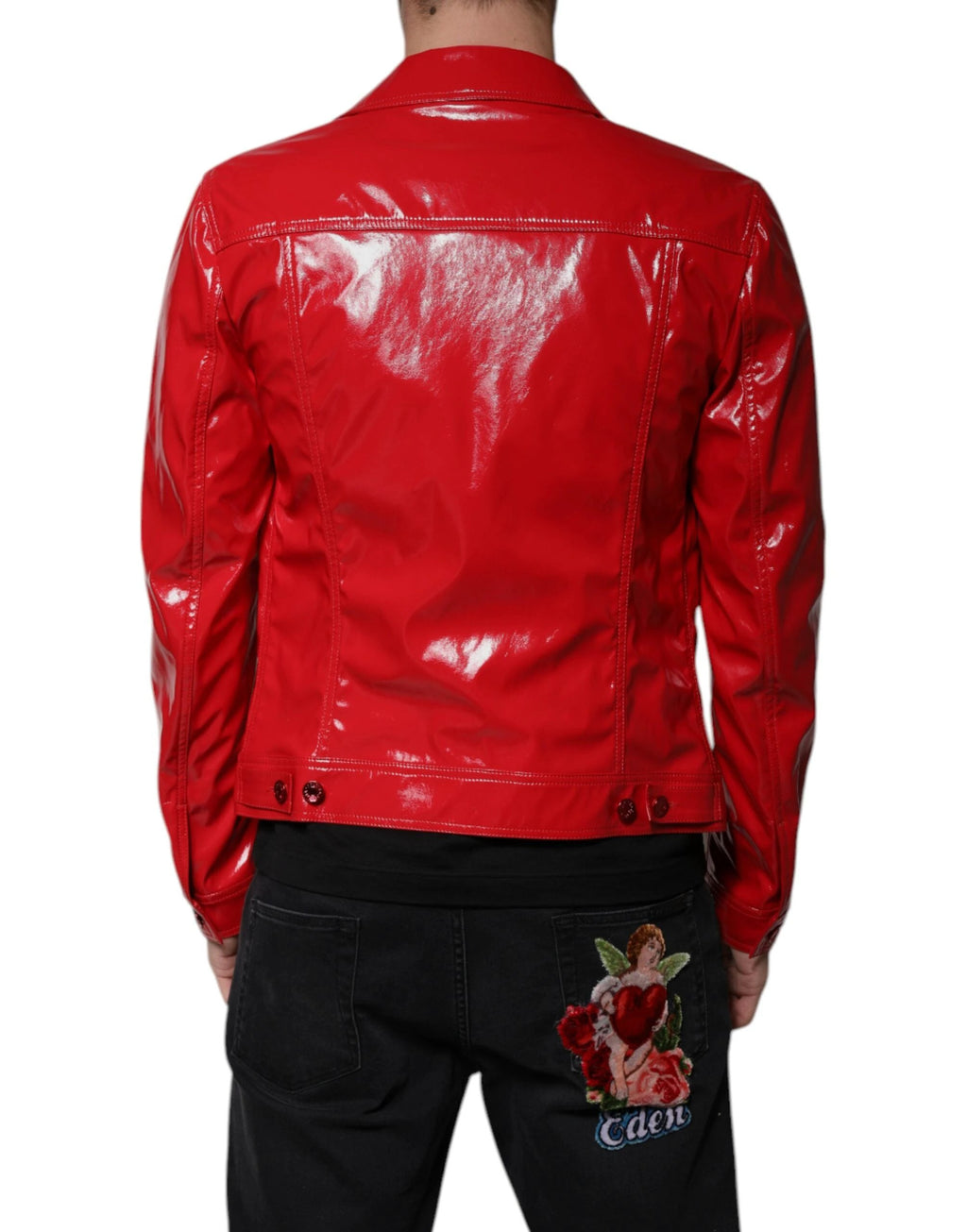 Dolce & Gabbana Red Polyester Button Down Collared Jacket by Dolce & Gabbana