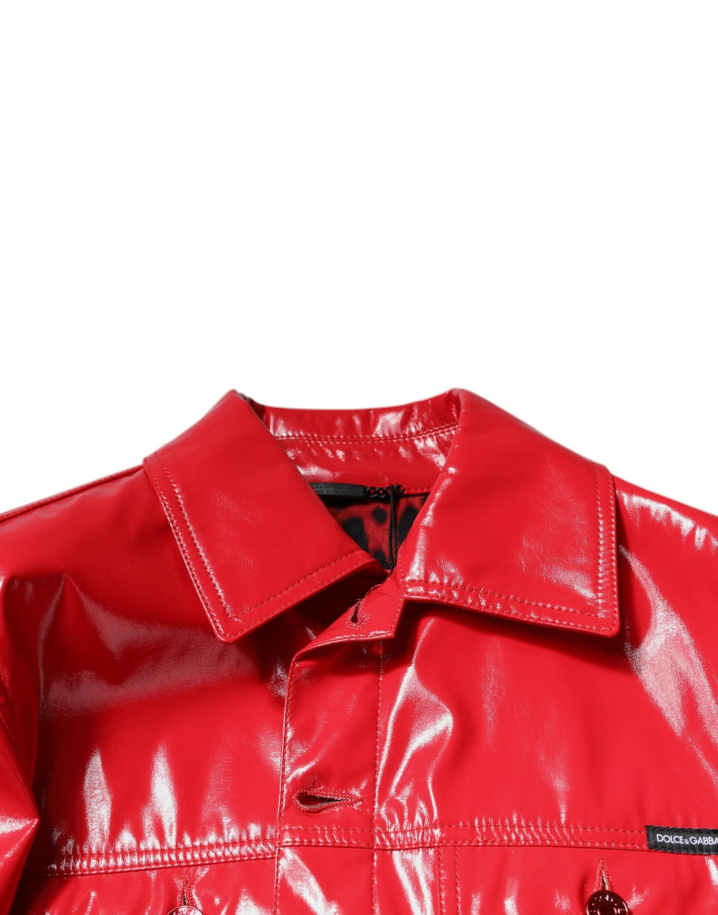 Dolce & Gabbana Red Polyester Button Down Collared Jacket by Dolce & Gabbana