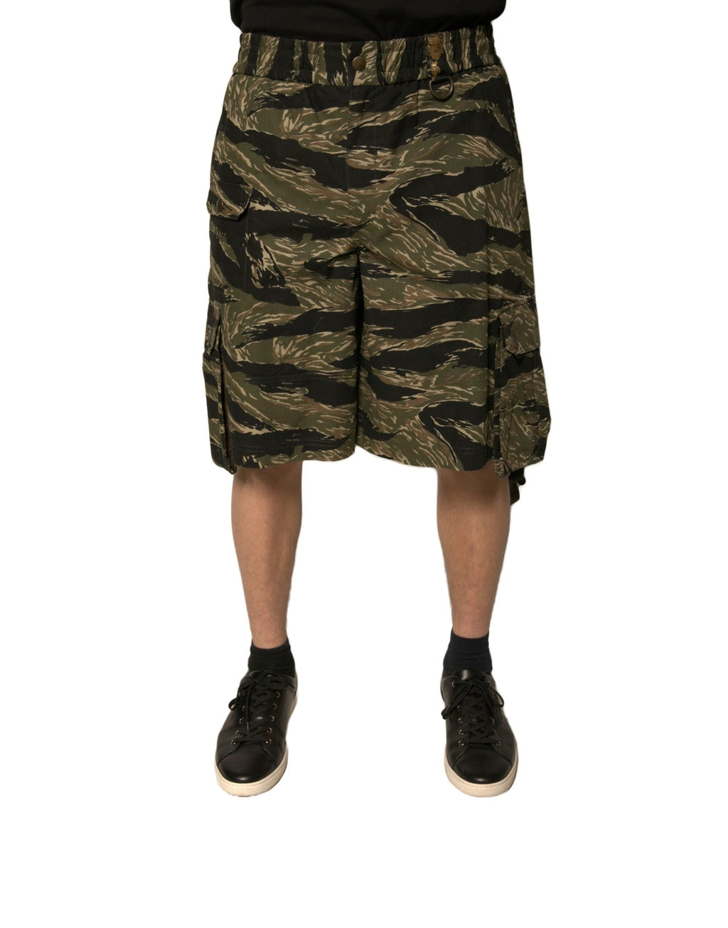 Dolce & Gabbana Black Gold Patterned Cotton Bermuda Shorts by Dolce & Gabbana