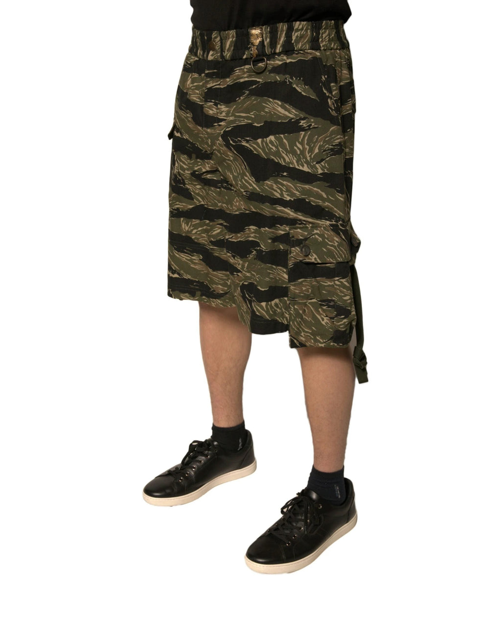 Dolce & Gabbana Black Gold Patterned Cotton Bermuda Shorts by Dolce & Gabbana