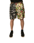 Dolce & Gabbana Multicolor Patchwork Silk Men Chino Shorts by Dolce & Gabbana