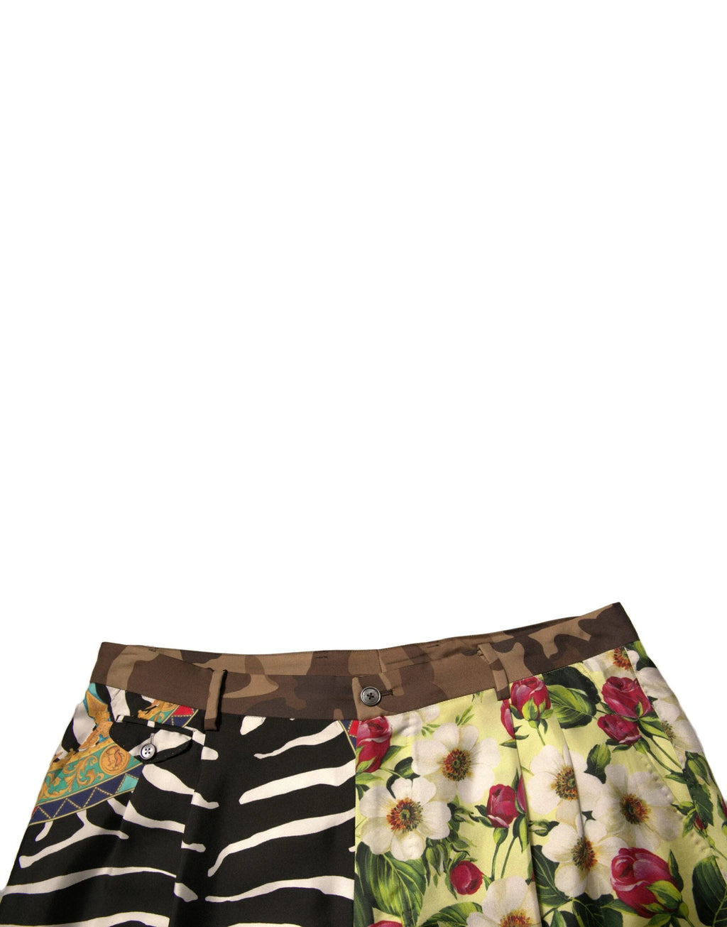 Dolce & Gabbana Multicolor Patchwork Silk Men Chino Shorts by Dolce & Gabbana