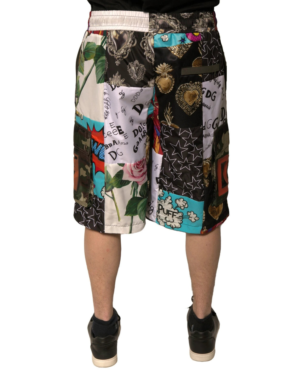 Dolce & Gabbana Multicolor Patchwork Cargo Bermuda Shorts by Dolce & Gabbana