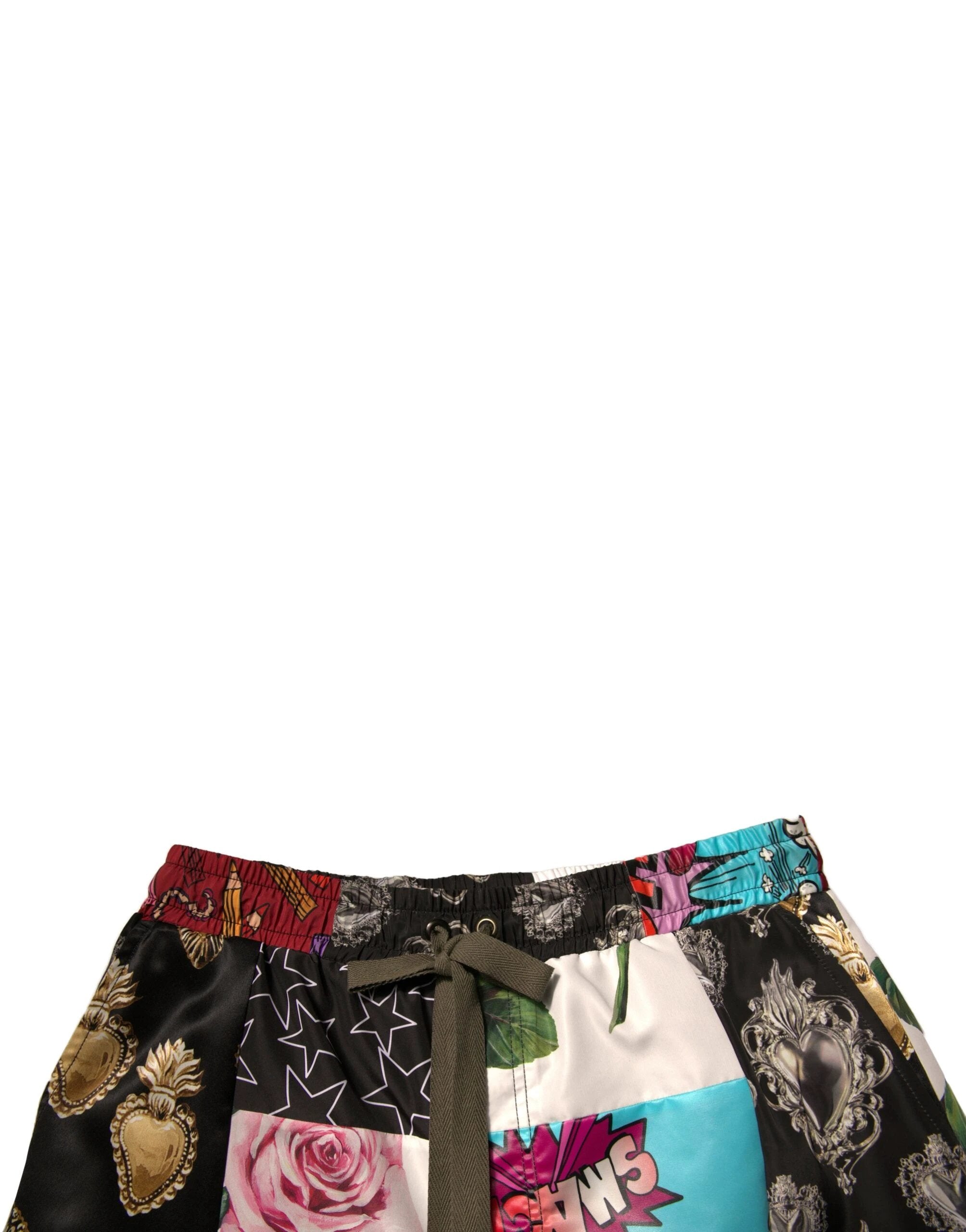 Dolce & Gabbana Multicolor Patchwork Cargo Bermuda Shorts by Dolce & Gabbana