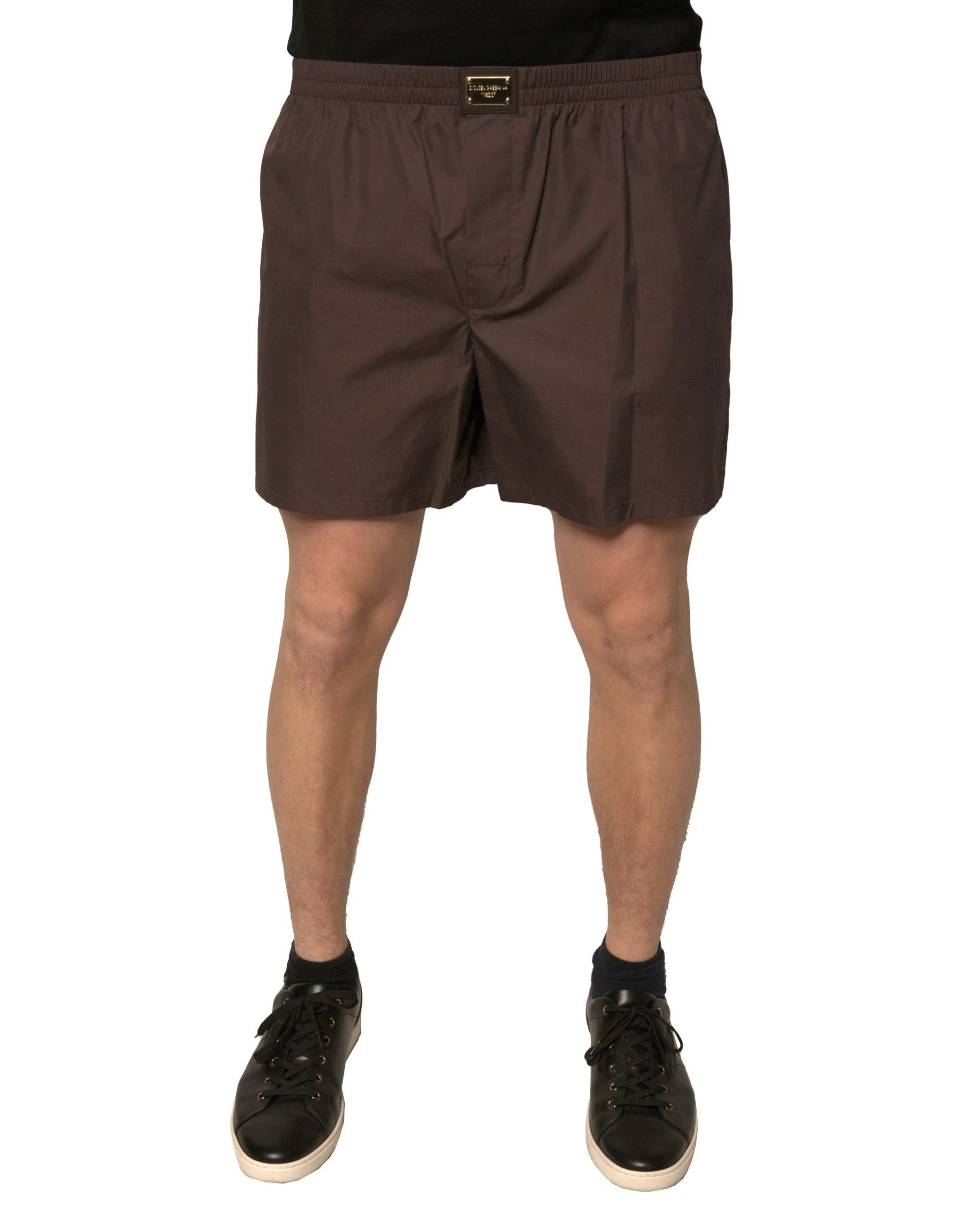 Dolce & Gabbana Brown Cotton Blend Men Mid Waist Shorts by Dolce & Gabbana