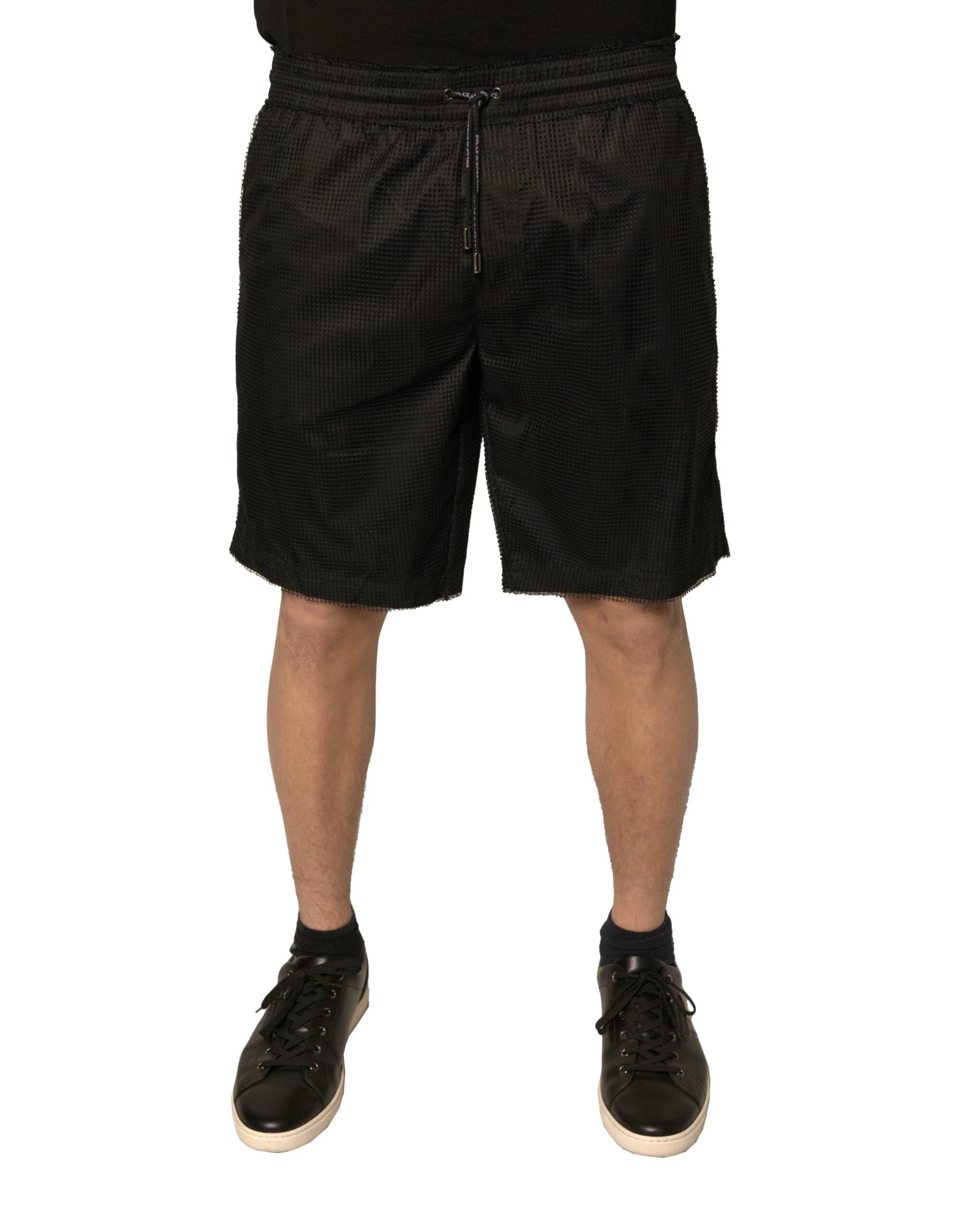 Dolce & Gabbana Black Polyester Jersey Mid Waist Shorts by Dolce & Gabbana