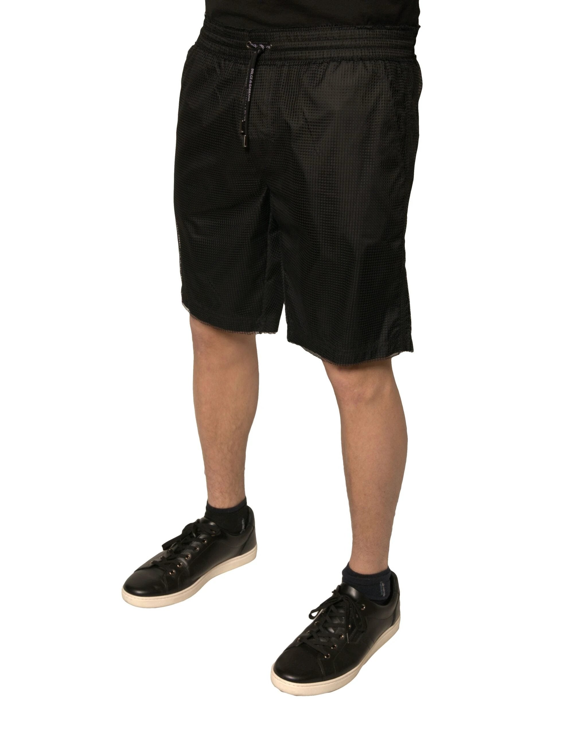 Dolce & Gabbana Black Polyester Jersey Mid Waist Shorts by Dolce & Gabbana