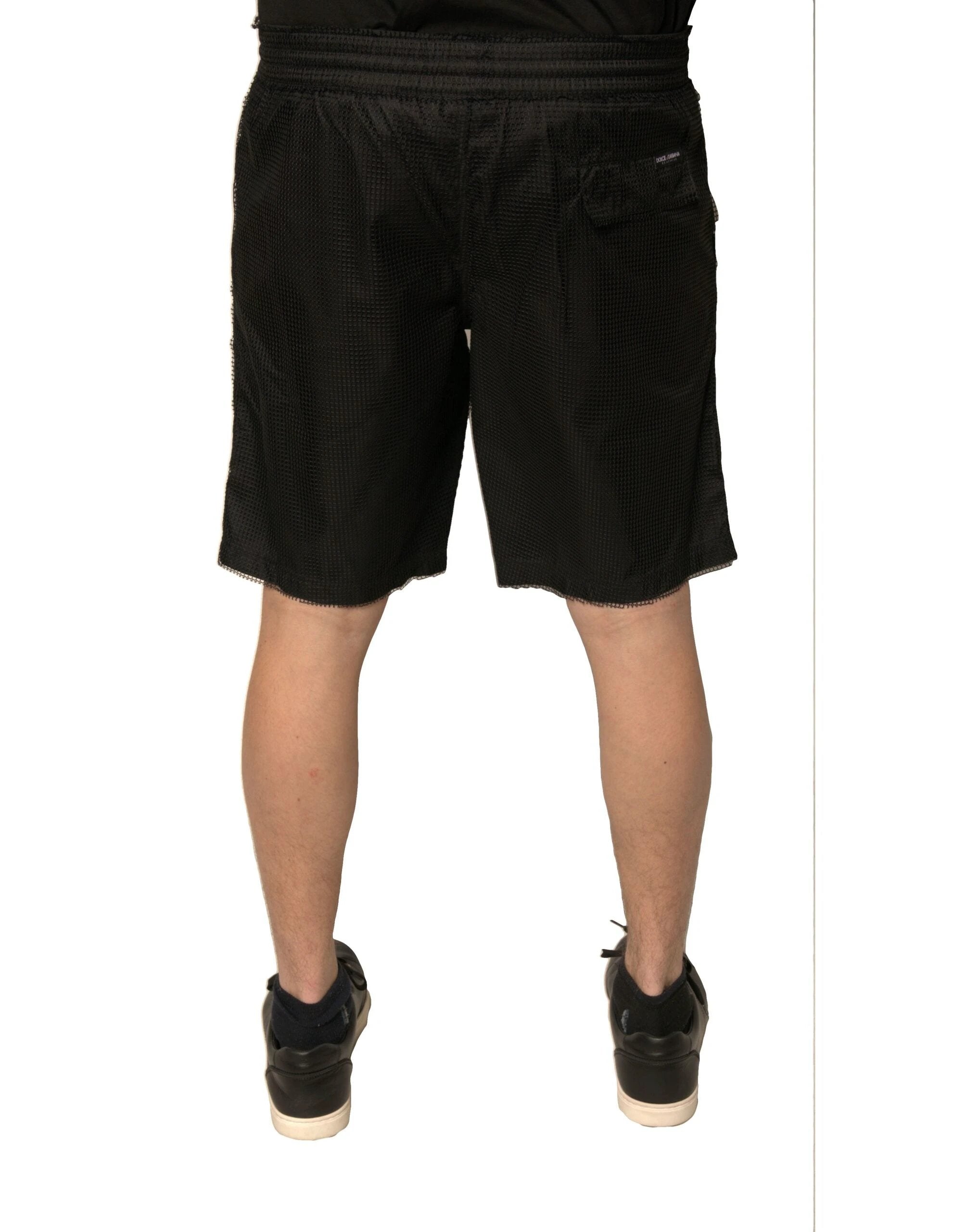 Dolce & Gabbana Black Polyester Jersey Mid Waist Shorts by Dolce & Gabbana