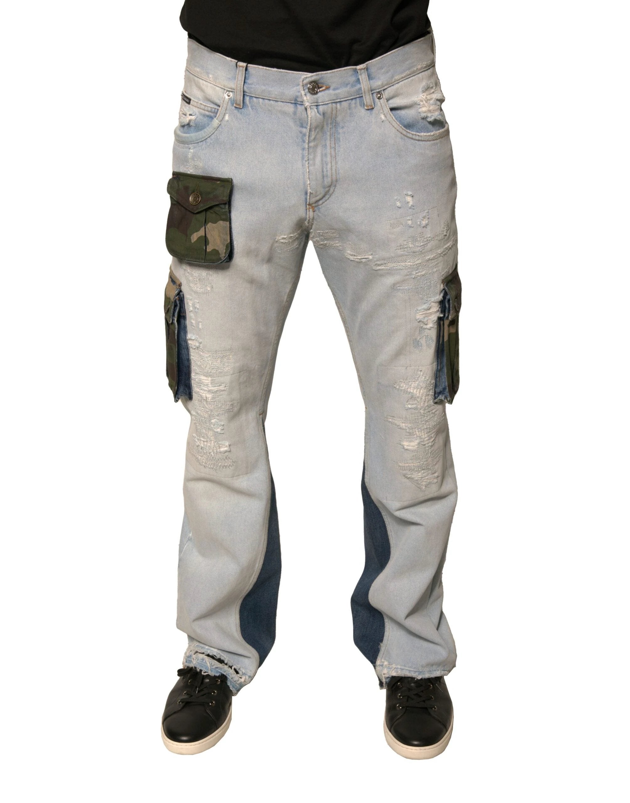 Dolce & Gabbana Light Blue Cotton Cargo Straight Denim Jeans by Dolce & Gabbana
