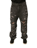 Dolce & Gabbana Gray Tattered Cotton Straight Men Denim Jeans by Dolce & Gabbana