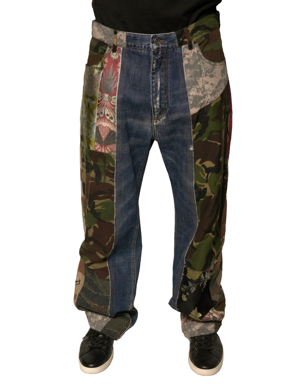 Dolce & Gabbana Blue Patchwork Cotton Straight Denim Jeans by Dolce & Gabbana