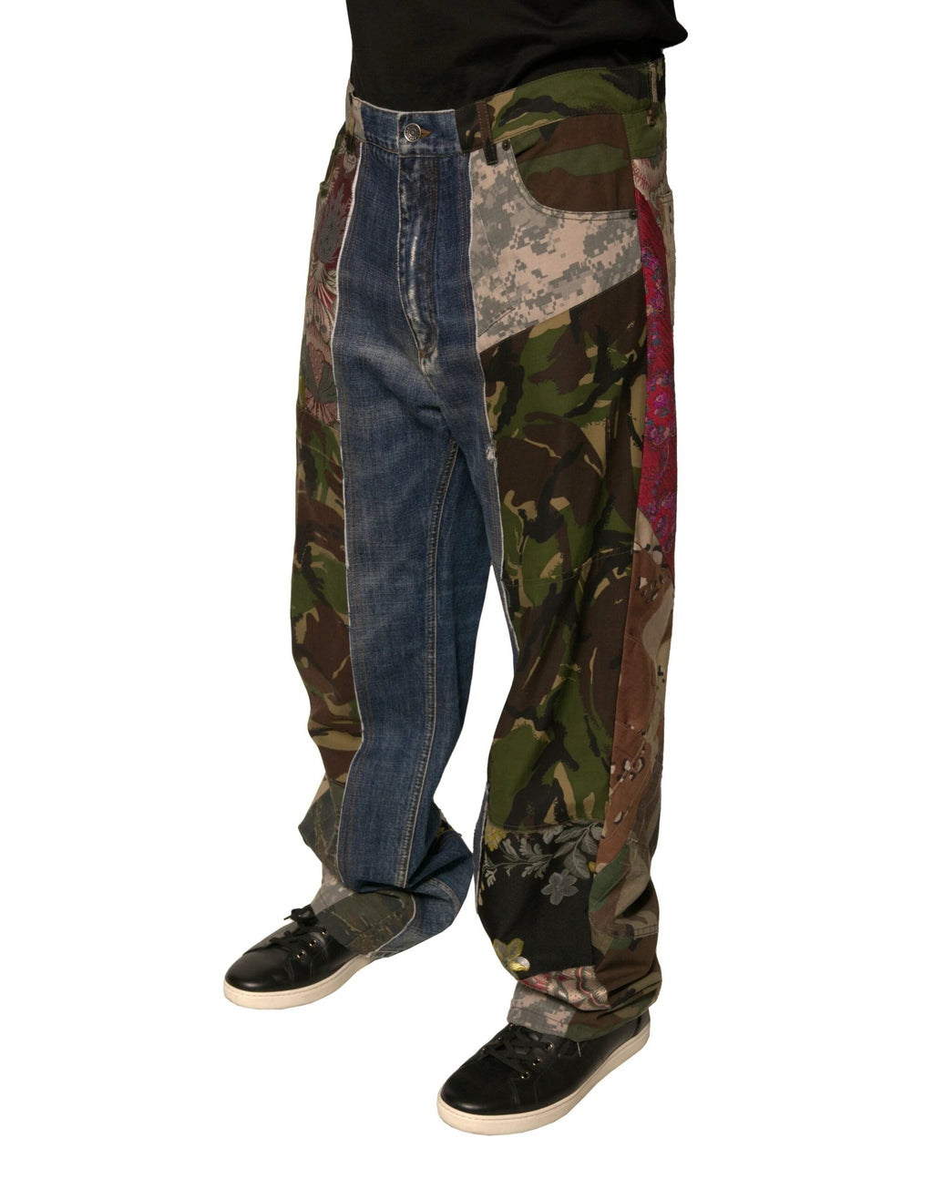 Dolce & Gabbana Blue Patchwork Cotton Straight Denim Jeans by Dolce & Gabbana