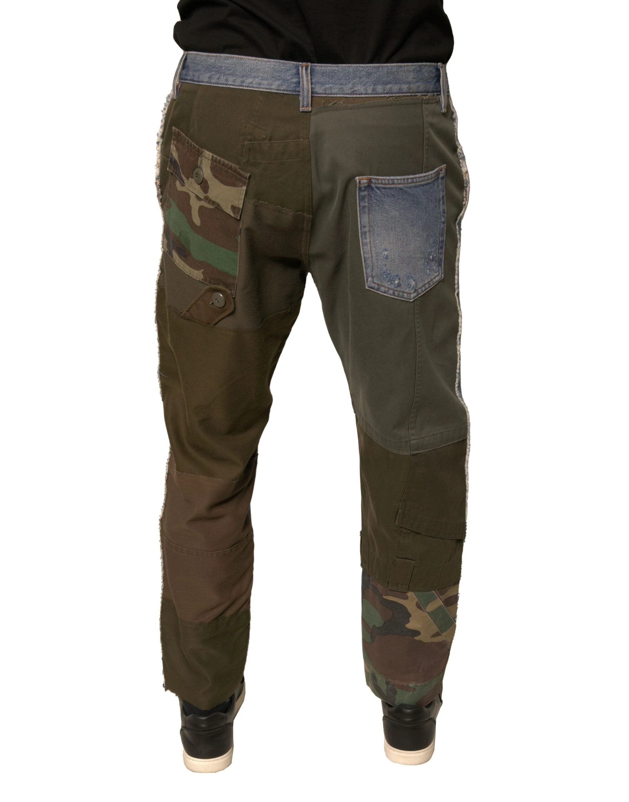 Dolce & Gabbana Blue Tattered Straight Cropped Denim Jeans by Dolce & Gabbana