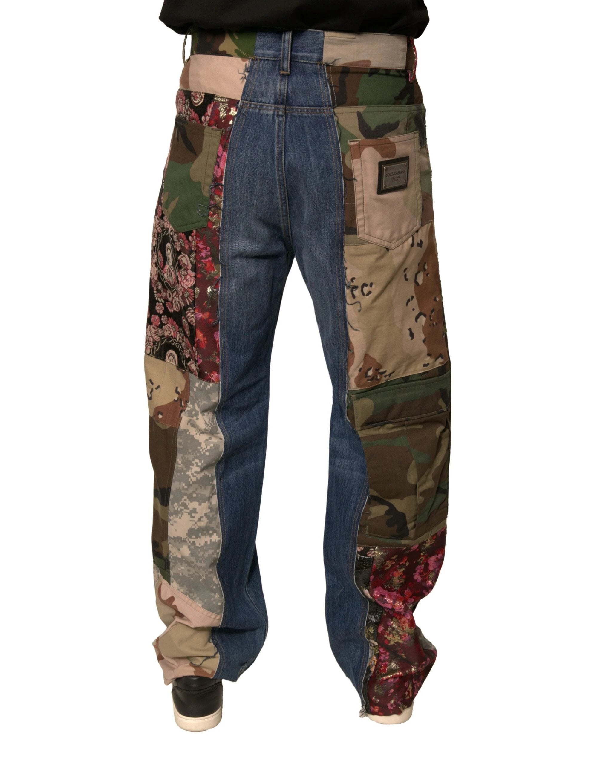 Dolce & Gabbana Blue Patchwork Cotton Straight Denim Jeans by Dolce & Gabbana