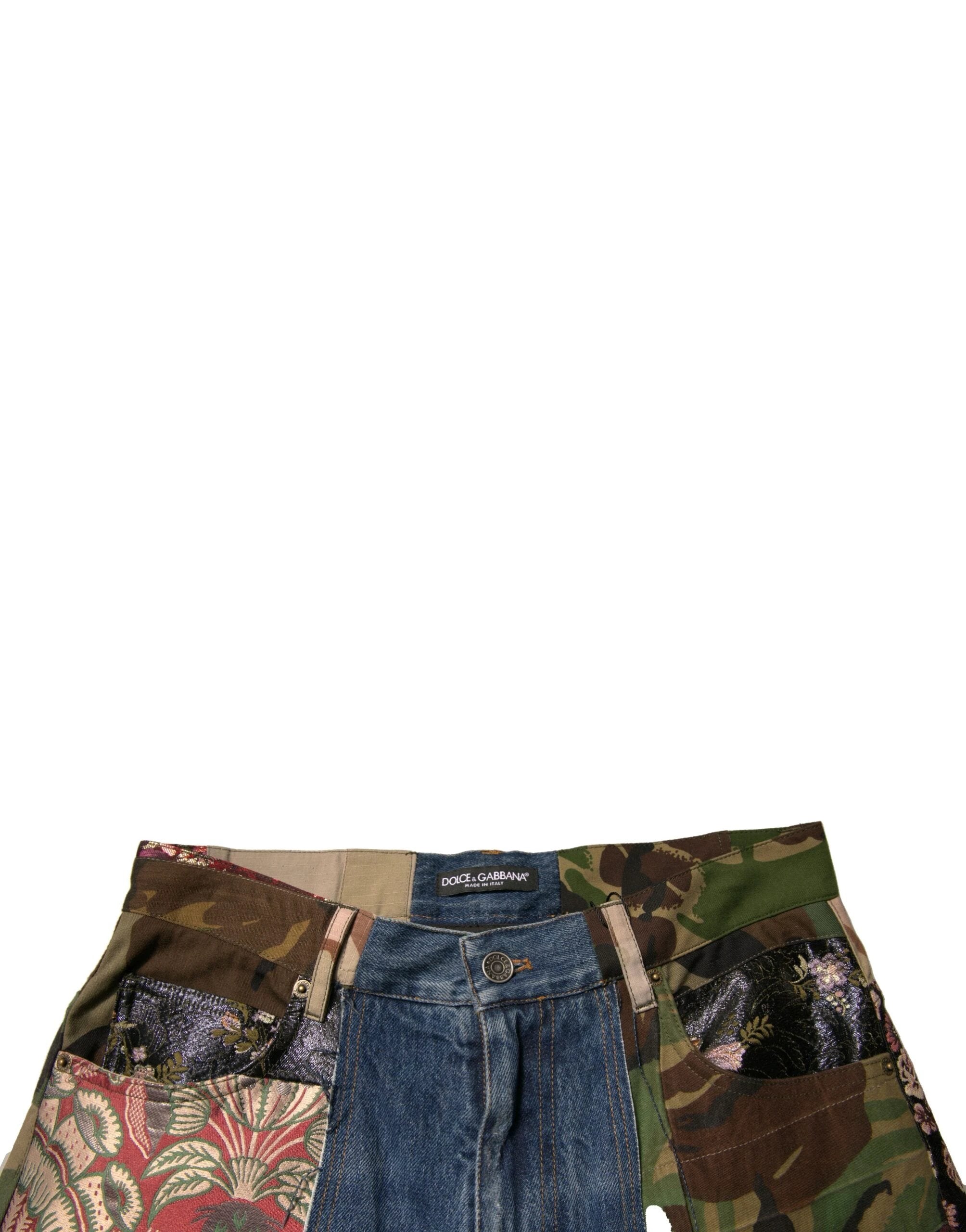 Dolce & Gabbana Blue Patchwork Cotton Straight Denim Jeans by Dolce & Gabbana