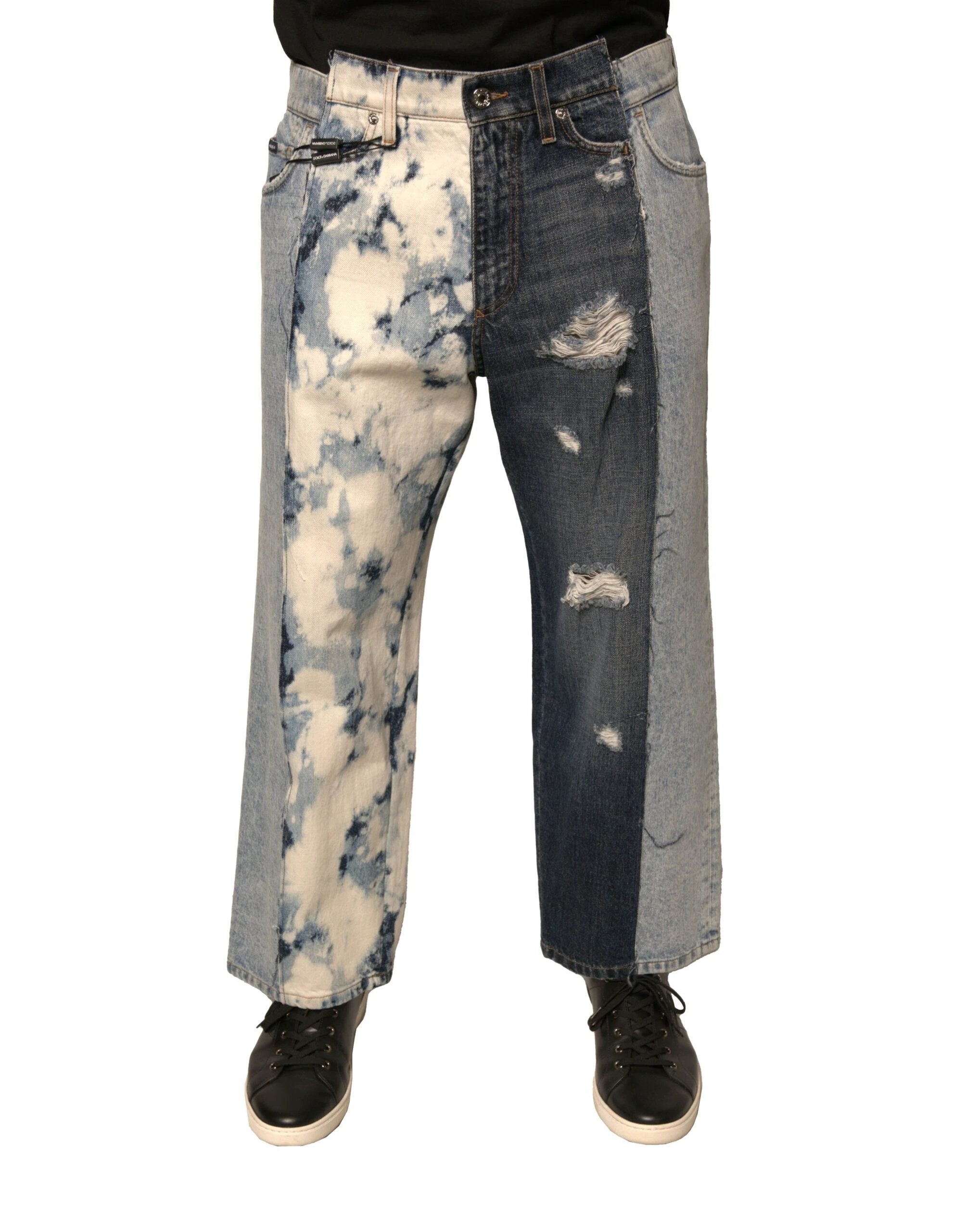 Dolce & Gabbana Multicolor Patchwork Cotton Straight Men Denim Jeans by Dolce & Gabbana