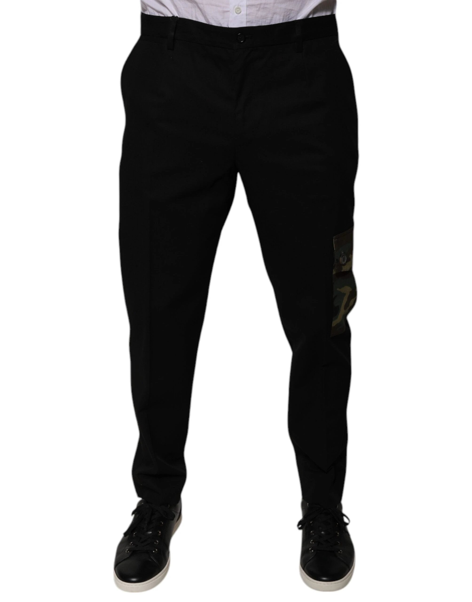 Dolce & Gabbana Black Cotton Men Cargo Casual Pants by Dolce & Gabbana