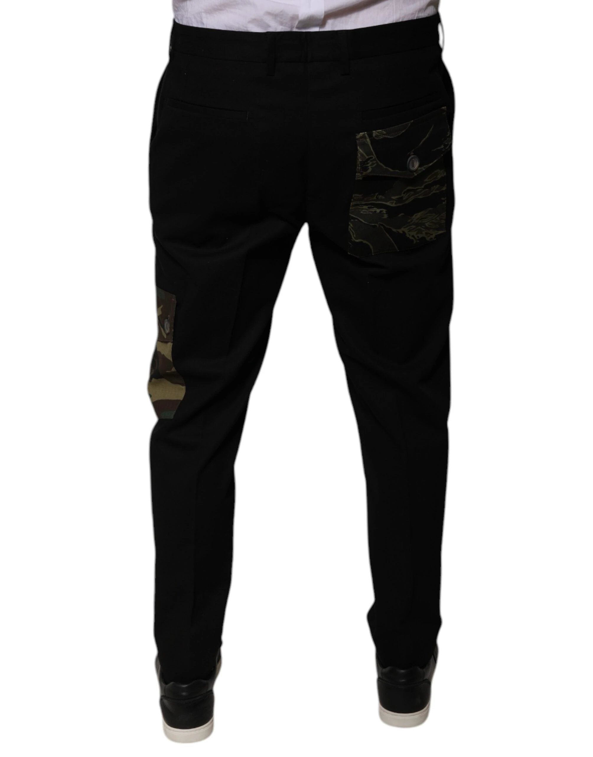 Dolce & Gabbana Black Cotton Men Cargo Casual Pants by Dolce & Gabbana