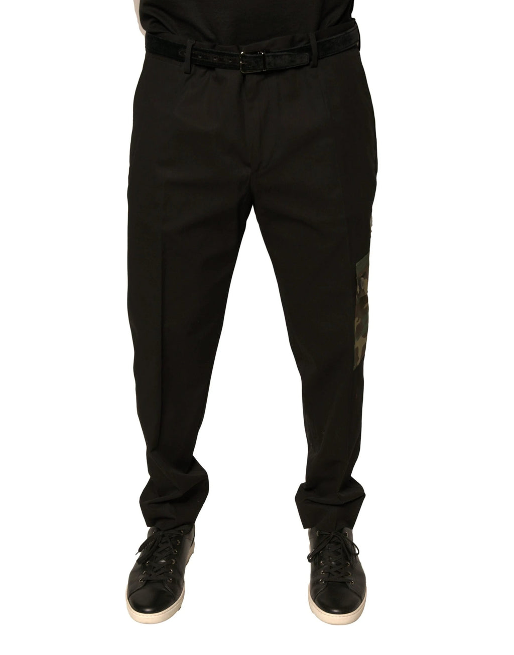 Dolce & Gabbana Black Cotton Men Cargo Casual Pants by Dolce & Gabbana