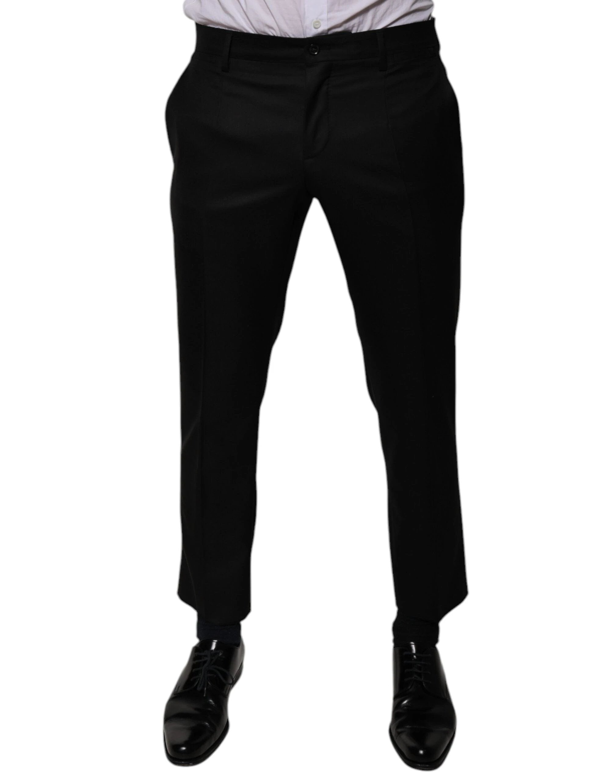 Dolce & Gabbana Black Wool Tapered Formal Dress Pants by Dolce & Gabbana