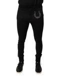Dolce & Gabbana Black Horseshoe Embellished Wool Slim Fit Pants by Dolce & Gabbana