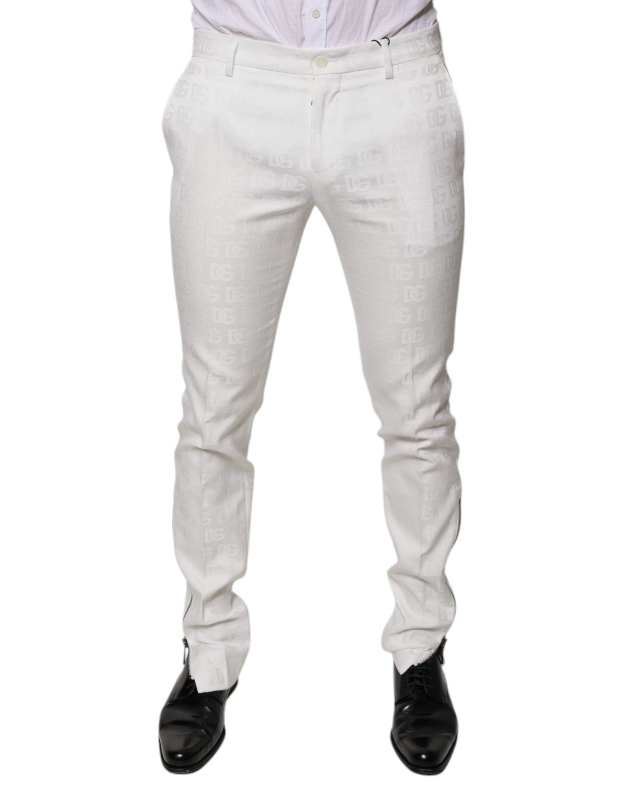 Dolce & Gabbana White Cotton Tapered Formal Dress Pants by Dolce & Gabbana