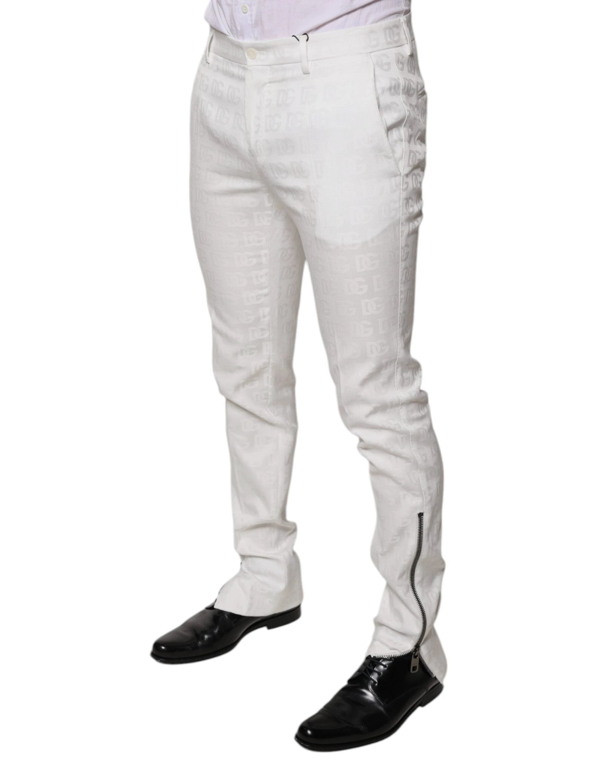 Dolce & Gabbana White Cotton Tapered Formal Dress Pants by Dolce & Gabbana