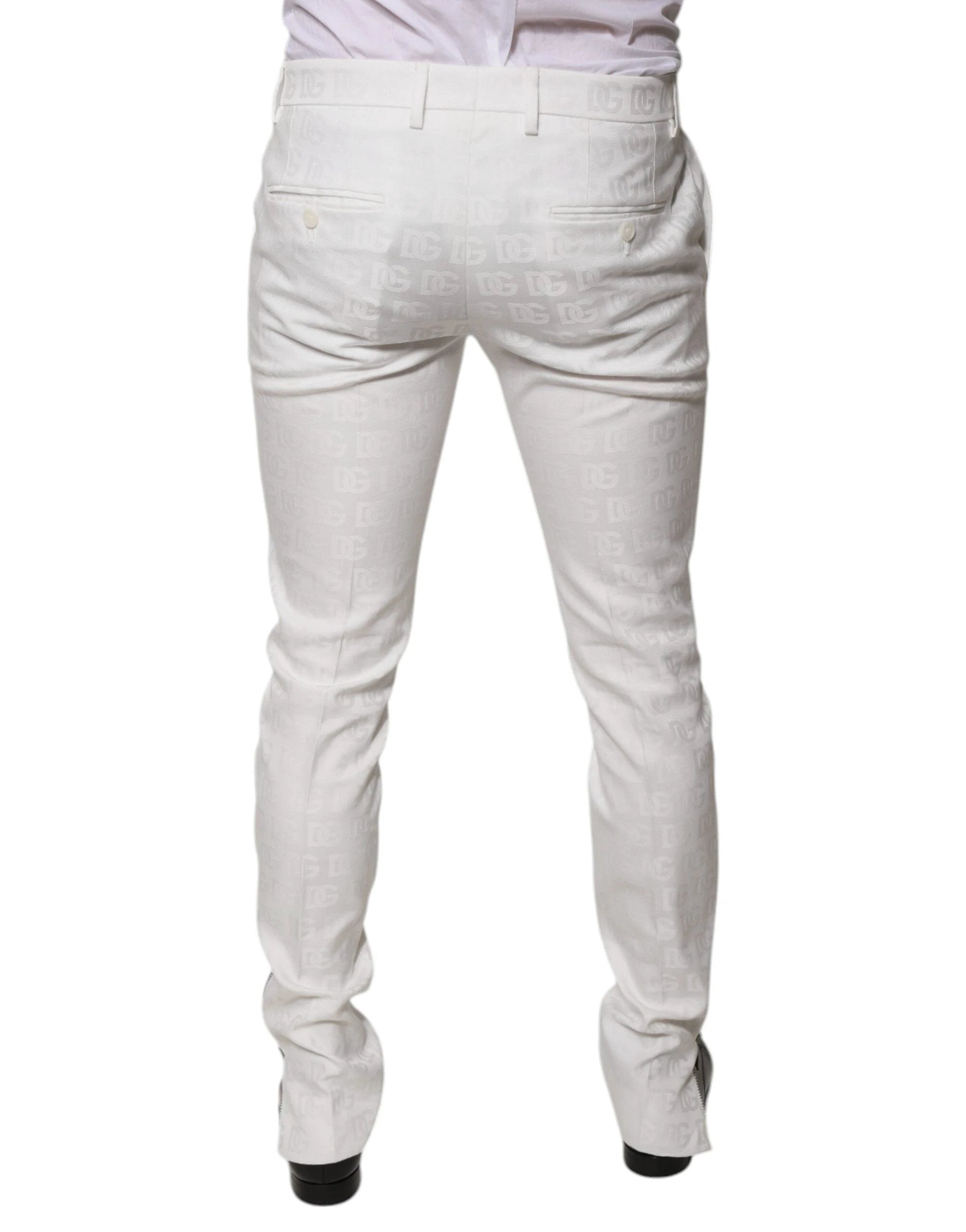 Dolce & Gabbana White Cotton Tapered Formal Dress Pants by Dolce & Gabbana