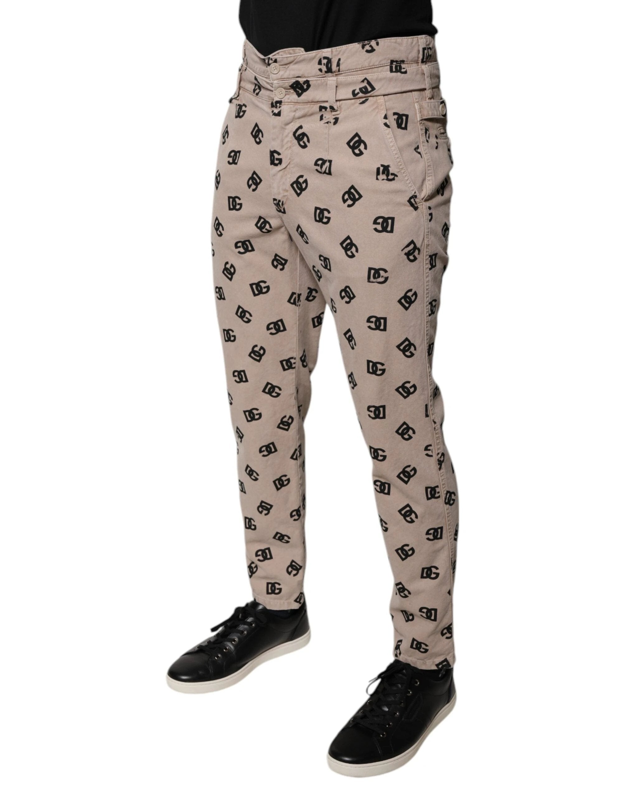 Dolce & Gabbana Beige Logo Cotton Skinny Denim Jeans by Dolce & Gabbana