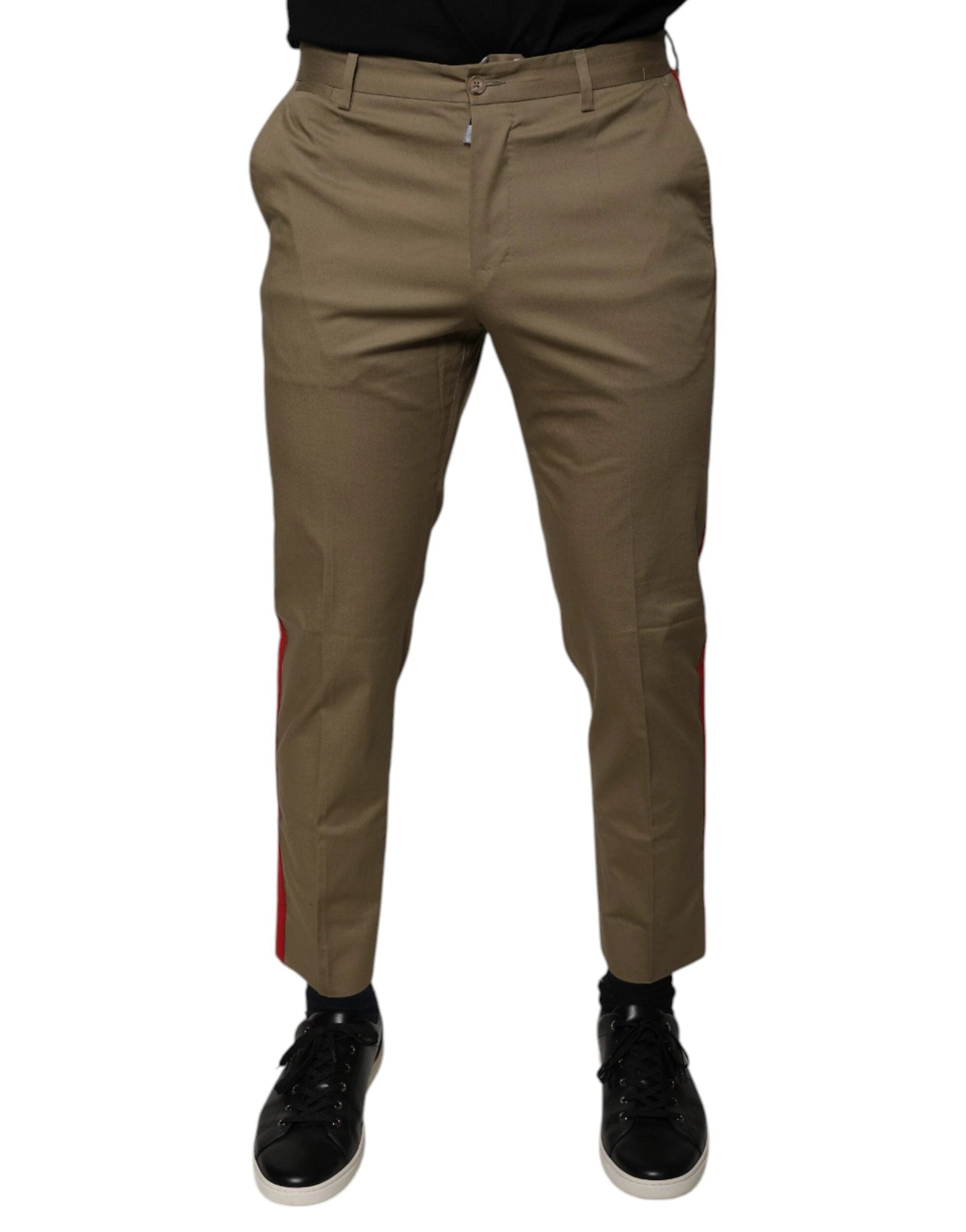 Dolce & Gabbana Brown Logo Men Casual Tapered Pants by Dolce & Gabbana