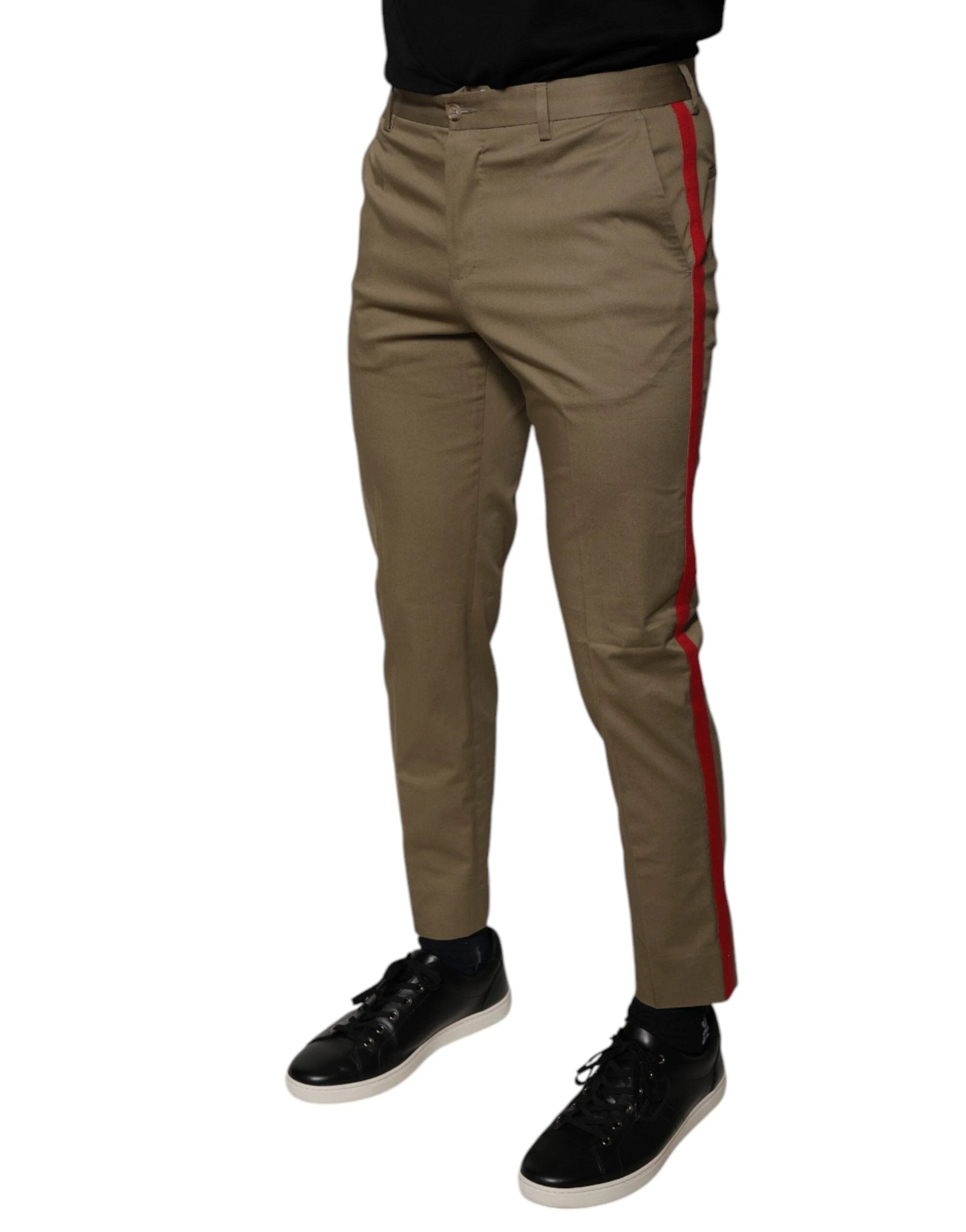 Dolce & Gabbana Brown Logo Men Casual Tapered Pants by Dolce & Gabbana