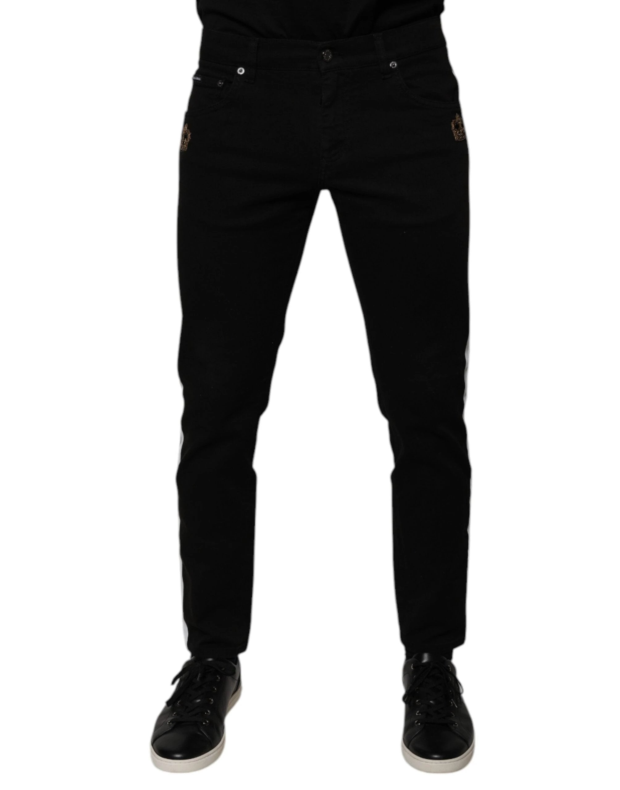 Dolce & Gabbana Black Crown White Lining Skinny Denim Jeans by Dolce & Gabbana