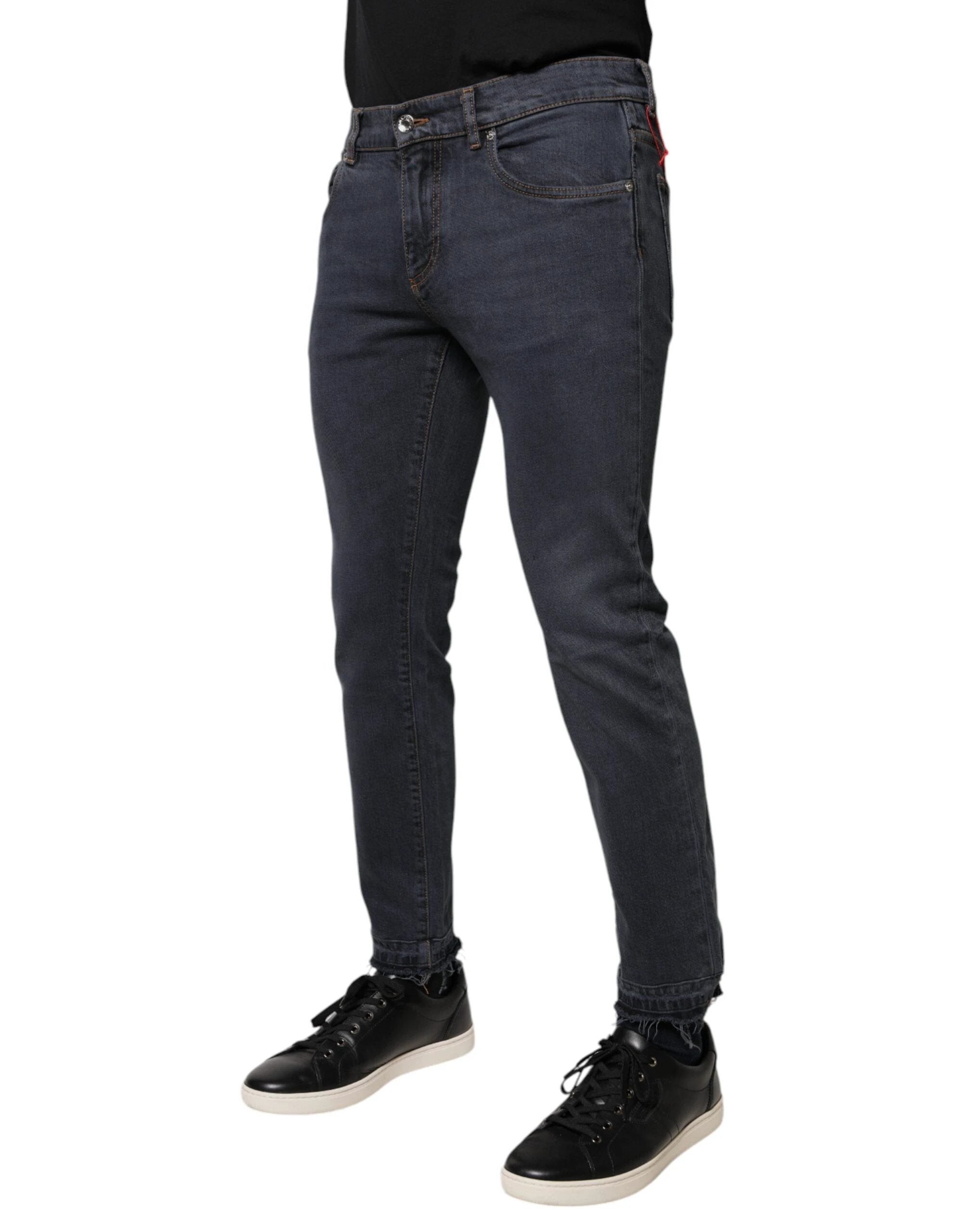 Dolce & Gabbana Dark Gray Cotton Skinny Denim Jeans by Dolce & Gabbana
