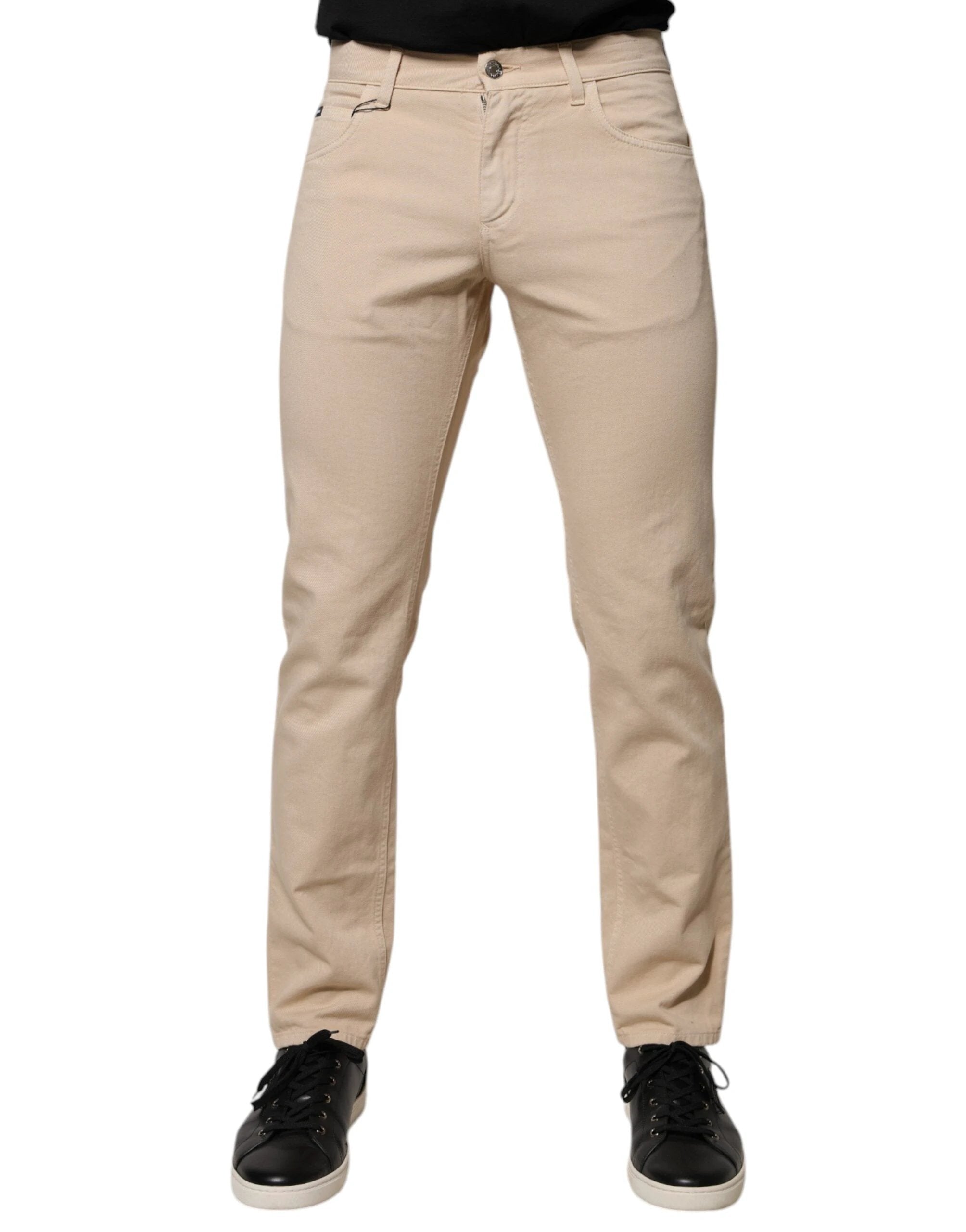 Dolce & Gabbana Beige Cotton Stretch Regular Men Denim Jeans by Dolce & Gabbana