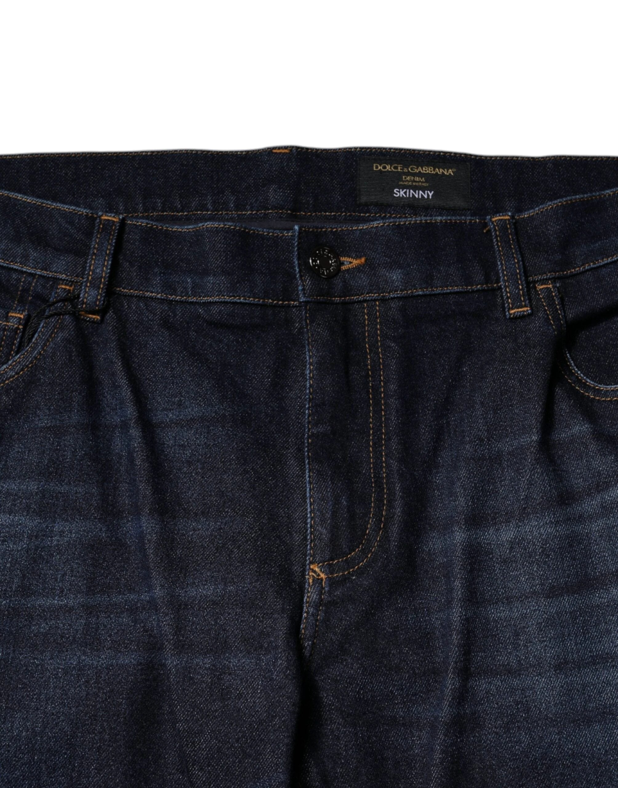 Dolce & Gabbana Dark Blue Cotton Skinny Denim Jeans by Dolce & Gabbana