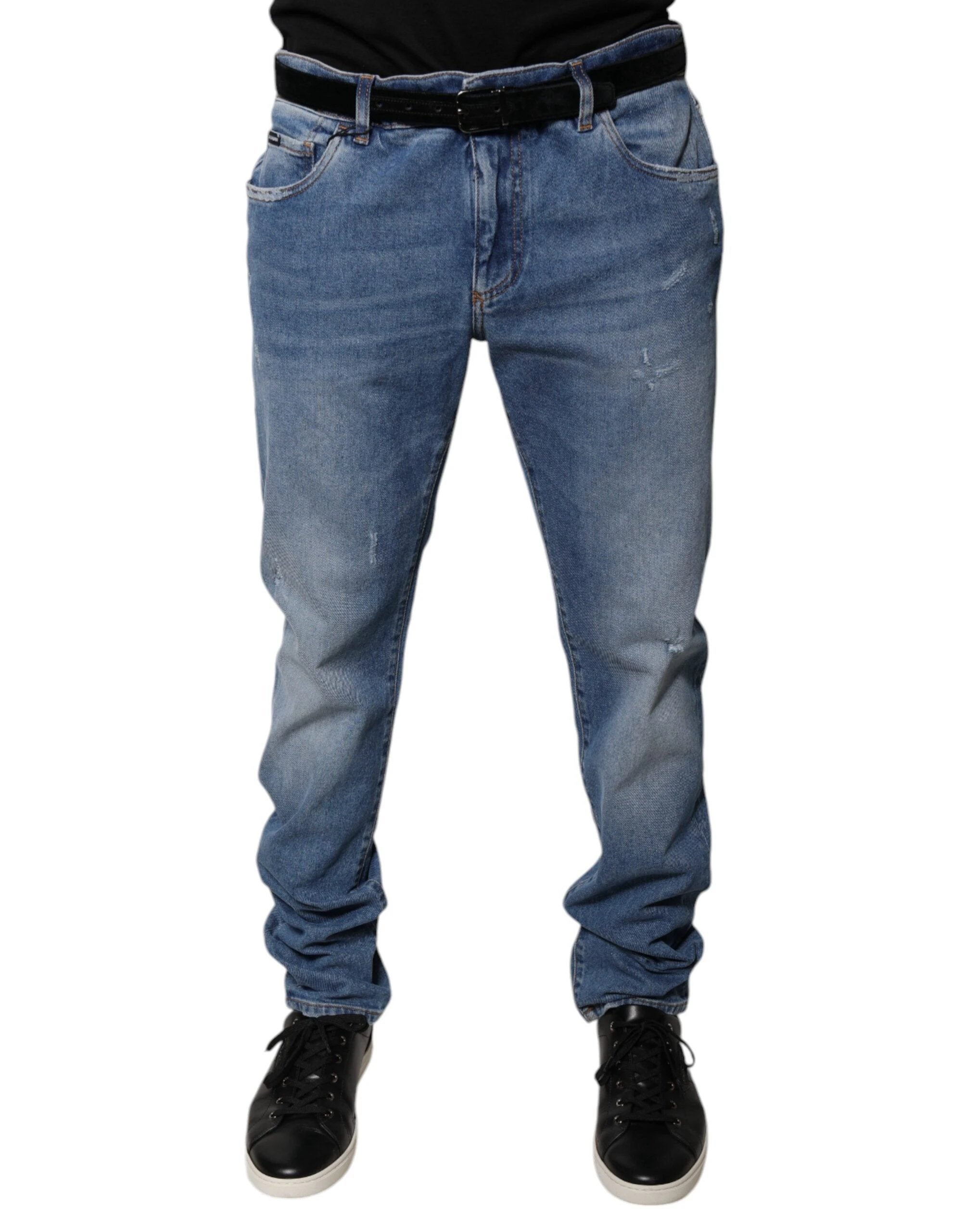 Dolce & Gabbana Light Blue Cotton Men Skinny Denim Jeans by Dolce & Gabbana