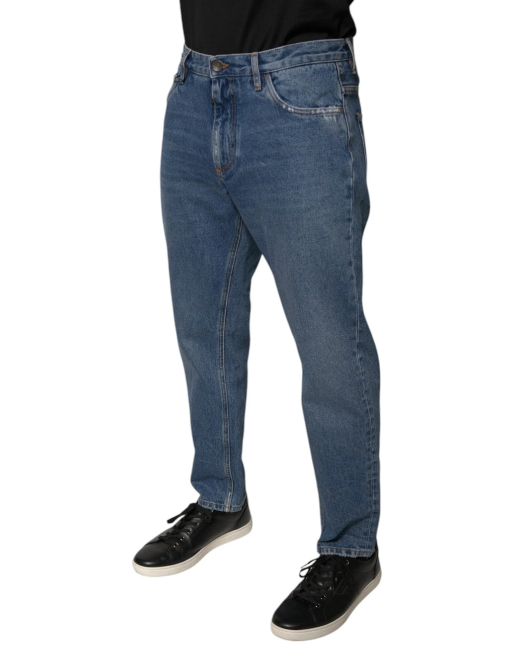 Dolce & Gabbana Blue Cotton Logo Men Loose Denim Jeans by Dolce & Gabbana