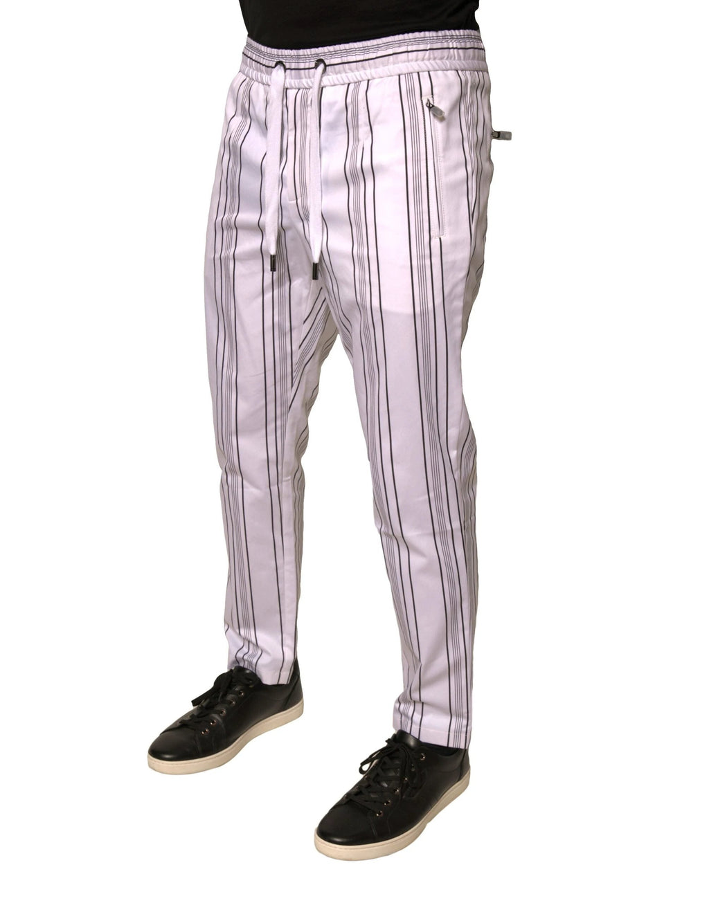 Dolce & Gabbana White Stripe Cotton Dress Skinny Pants by Dolce & Gabbana