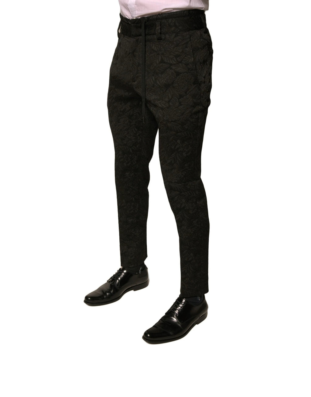 Dolce & Gabbana Black Brocade Polyester Skinny Men Dress Pants by Dolce & Gabbana
